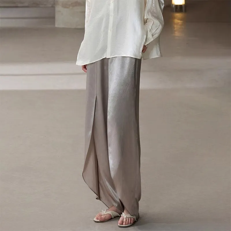 COMMON VALUE 'Zen Pāra' Casual Pants Women's Silver Gray Butterfly Wings-1