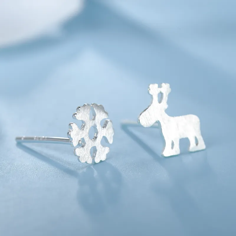 AFN 925 Sterling Silver Stud Earrings Women's-6