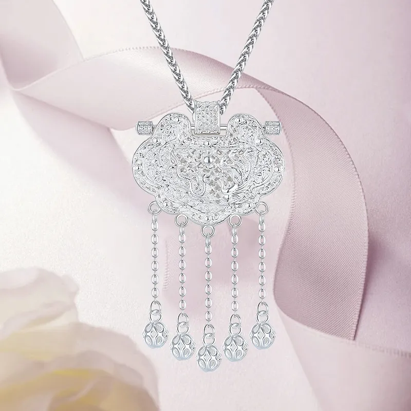 AFN 999 Fine Silver Sterling Silver Necklaces Women's-4