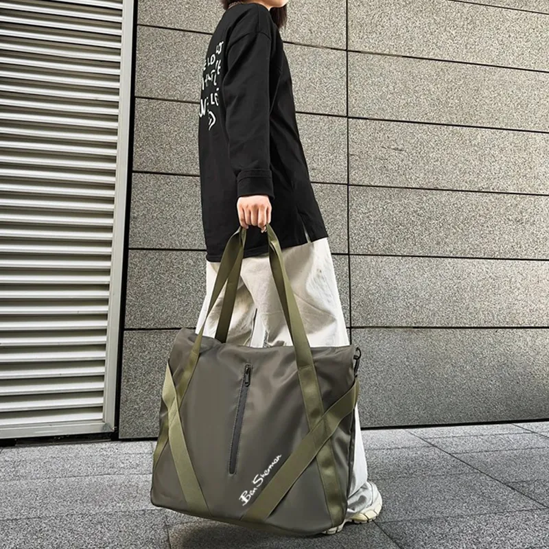 BEN SHERMAN Oxford Shoulder Bag Unisex Black/Army Green-10