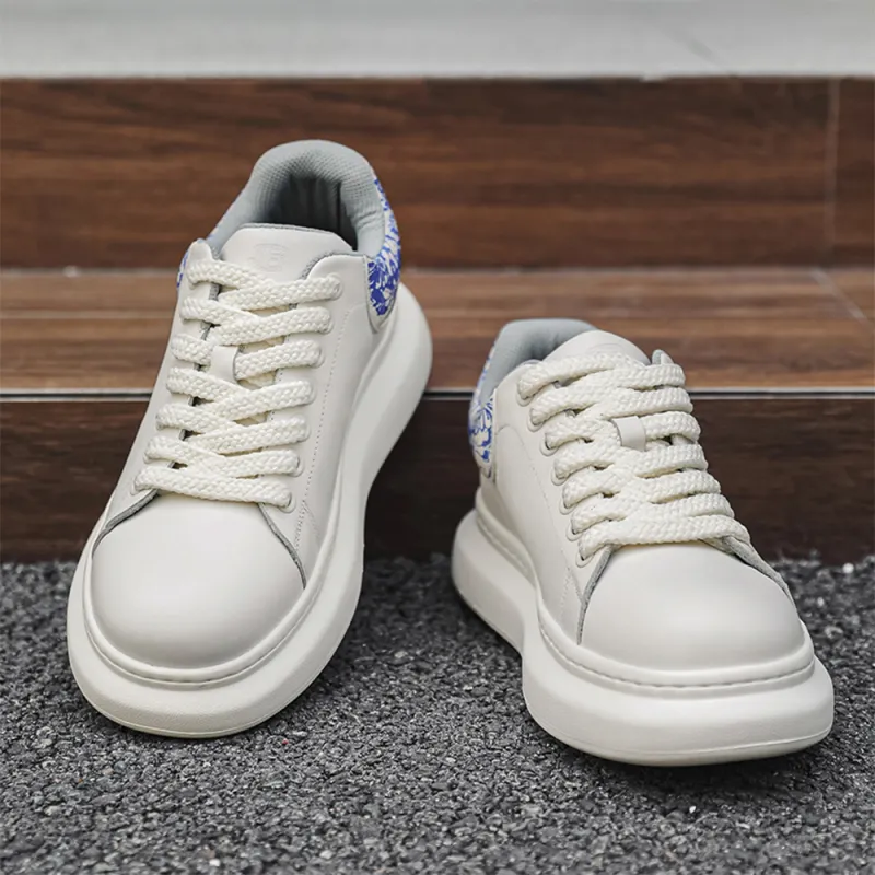 BEN SHERMAN Low Top Skateboard Shoes Men's White Blue-4