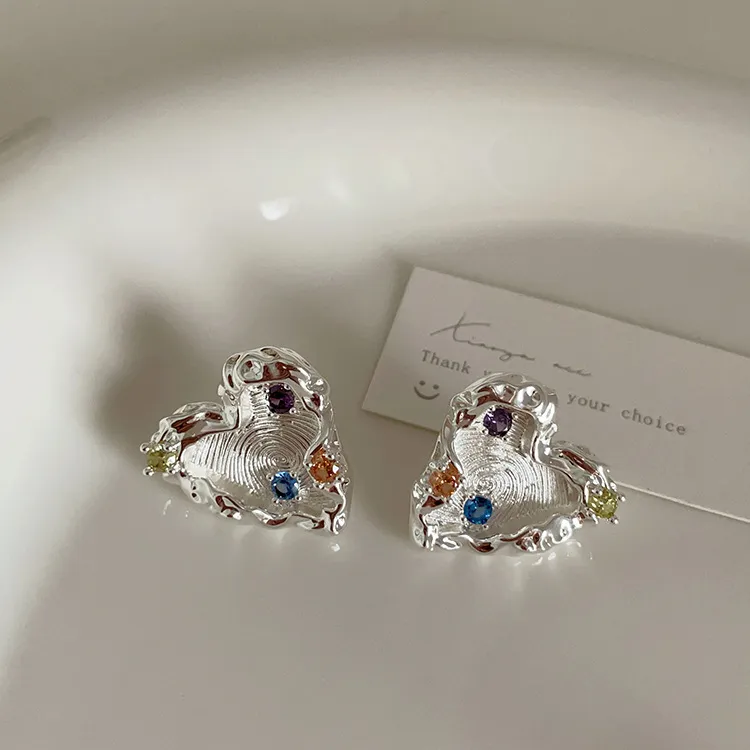 KING OF BLING 925 Sterling Silver Pin, Gold Plated, With Zircon Stud Earrings Unisex Good Luck, Accurate Peach Blossom-1