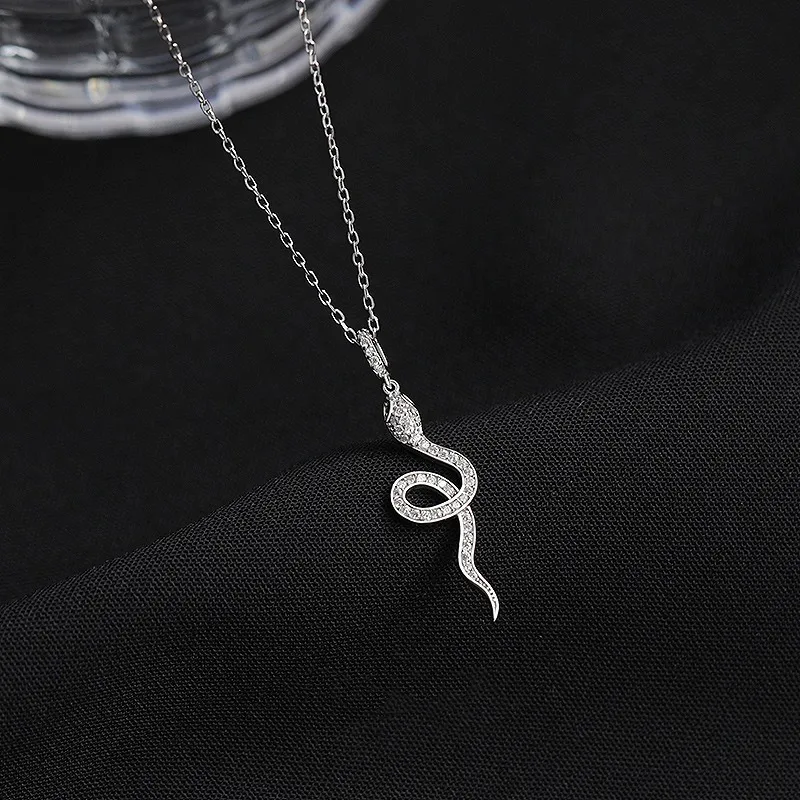 KING OF BLING 925 Sterling Silver With Zircon Necklaces Unisex Year Of The Snake Good Luck-1