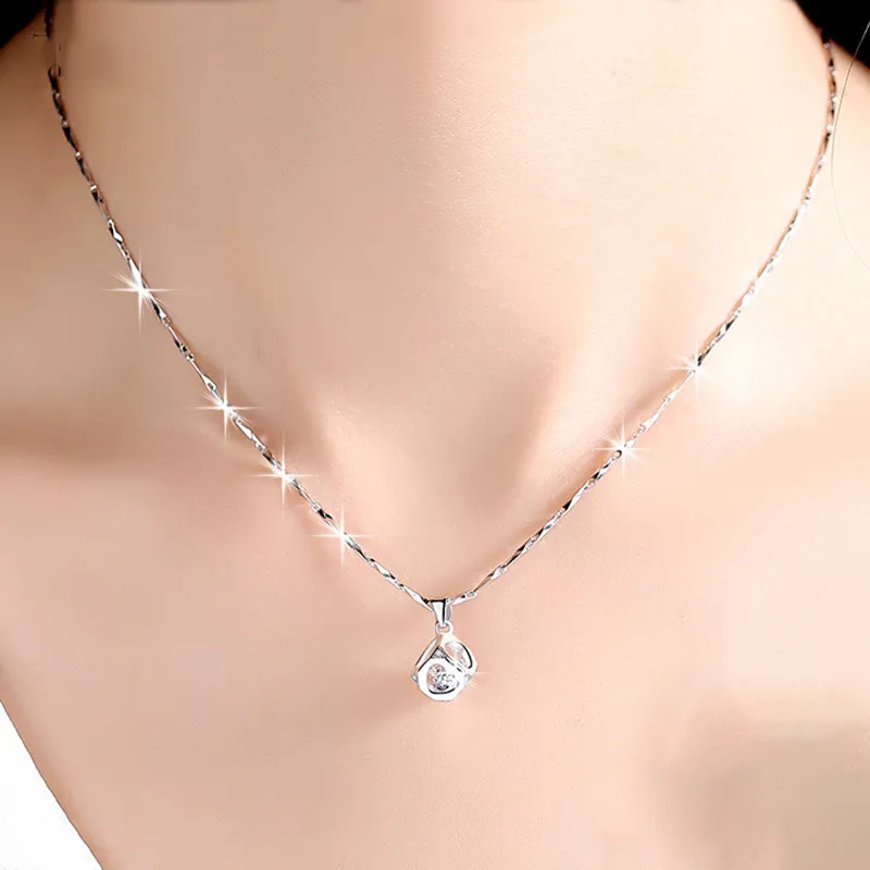 KING OF BLING 999 Fine Silver Zircon Necklaces Women's-5