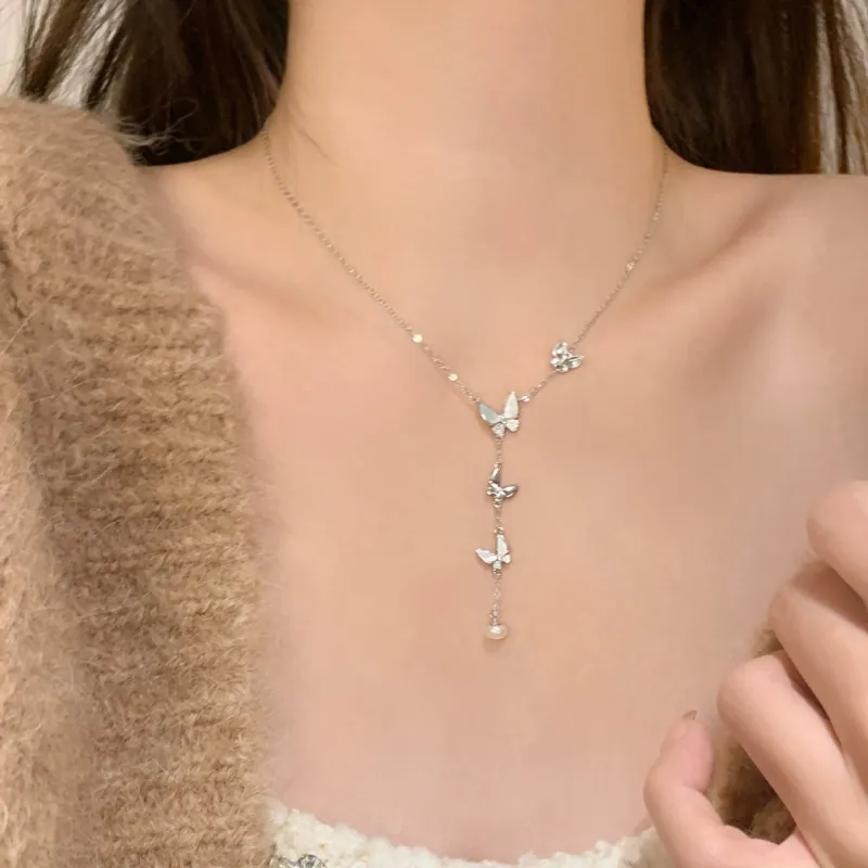 KING OF BLING 925 Sterling Silver With Mother Of Pearl And Zircon Necklaces Women's-1