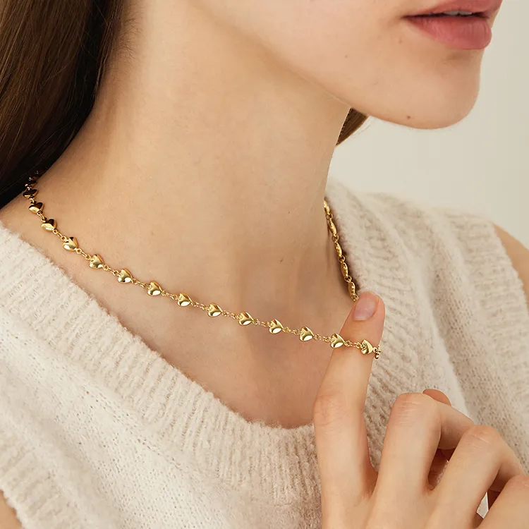 KING OF BLING Titanium Steel Necklaces Women's Sweet Peach Blossom-8