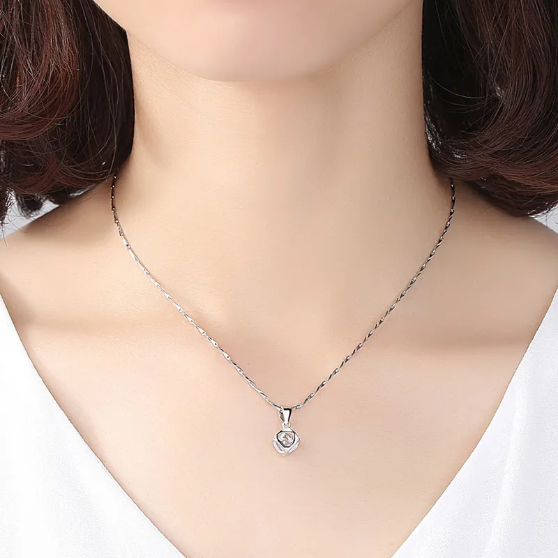 KING OF BLING 999 Fine Silver Zircon Necklaces Women's-4
