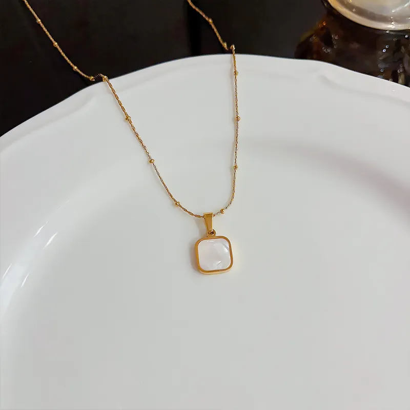 KING OF BLING Titanium Steel, Mother Of Pearl Necklaces Unisex-2