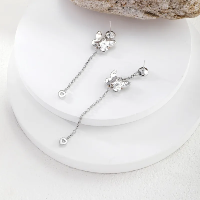 KING OF BLING 925 Sterling Silver Needle Earrings Women's-1