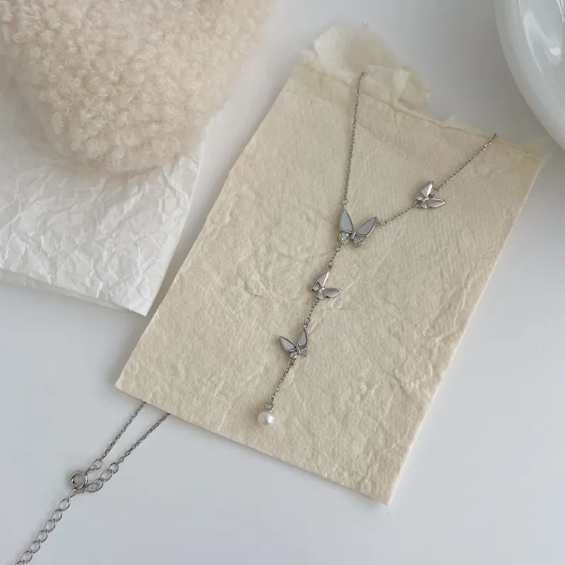 KING OF BLING 925 Sterling Silver With Mother Of Pearl And Zircon Necklaces Women's-5