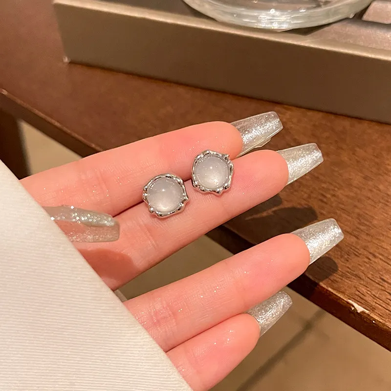 KING OF BLING 999 Fine Silver With Artificial Gemstones Stud Earrings Women's-2