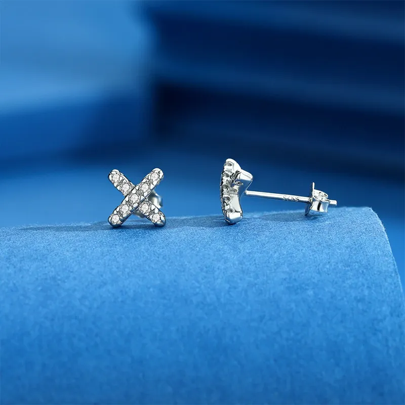 KING OF BLING 925 Sterling Silver With Zircon Stud Earrings Unisex-2