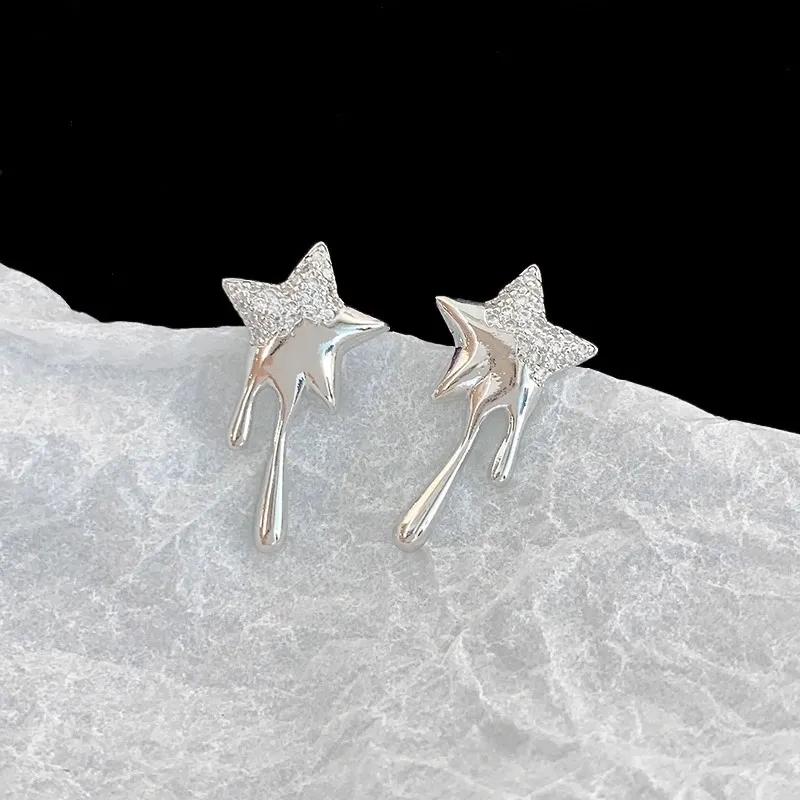 KING OF BLING 925 Sterling Silver With Zircon Earrings Women's-1