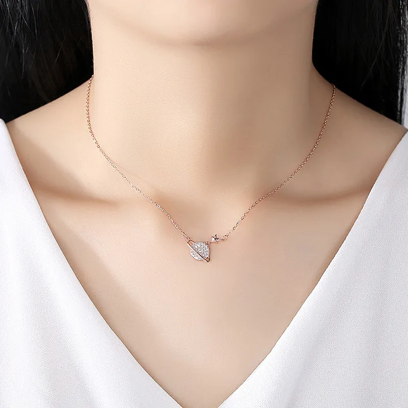 KING OF BLING 925 Sterling Silver With Zircon Necklaces Women's Good Luck-1