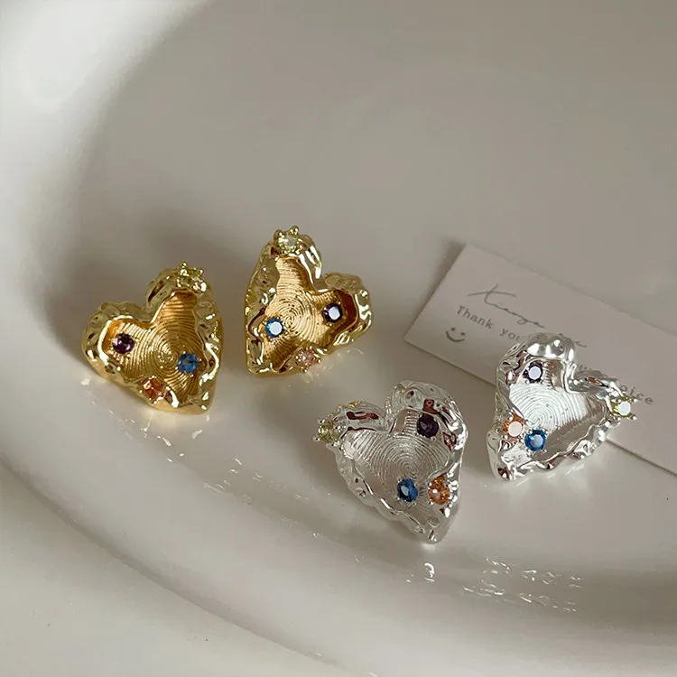 KING OF BLING 925 Sterling Silver Pin, Gold Plated, With Zircon Stud Earrings Unisex Good Luck, Accurate Peach Blossom-5
