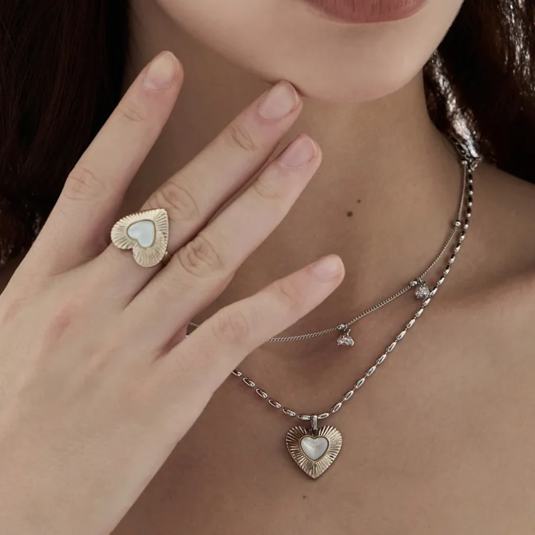 KING OF BLING Copper, Mother Of Pearl Necklaces Unisex Sweet Peach Blossom, Good Luck-3