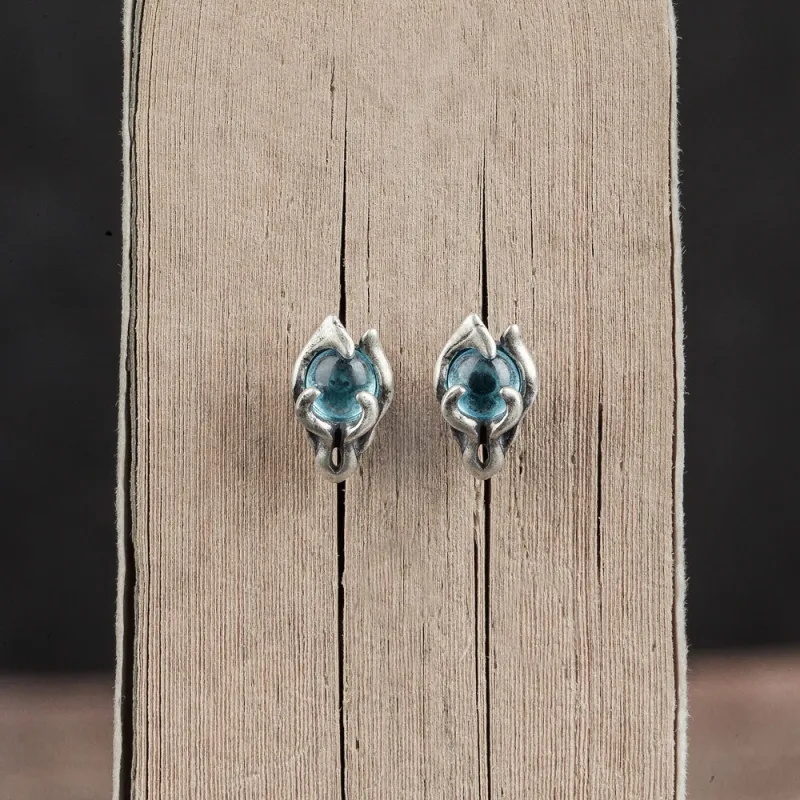 KING OF BLING 925 Silver Resin Stud Earrings Unisex-4