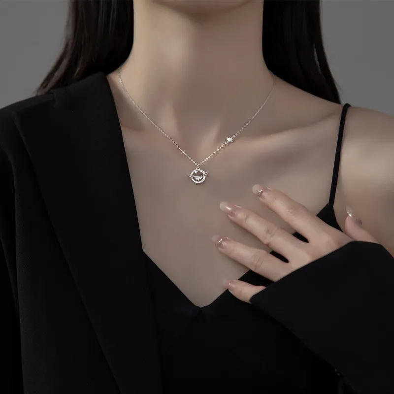 KING OF BLING 999 Fine Silver Zircon Necklaces Women's-6