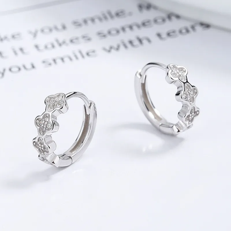 KING OF BLING 925 Sterling Silver With Zircon Stud Earrings Women's-1