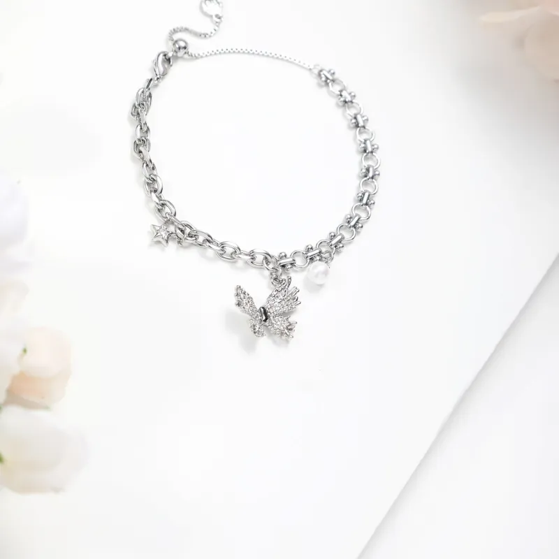 KING OF BLING Alloy, Zircon, Faux Pearl Bracelets Women's-2