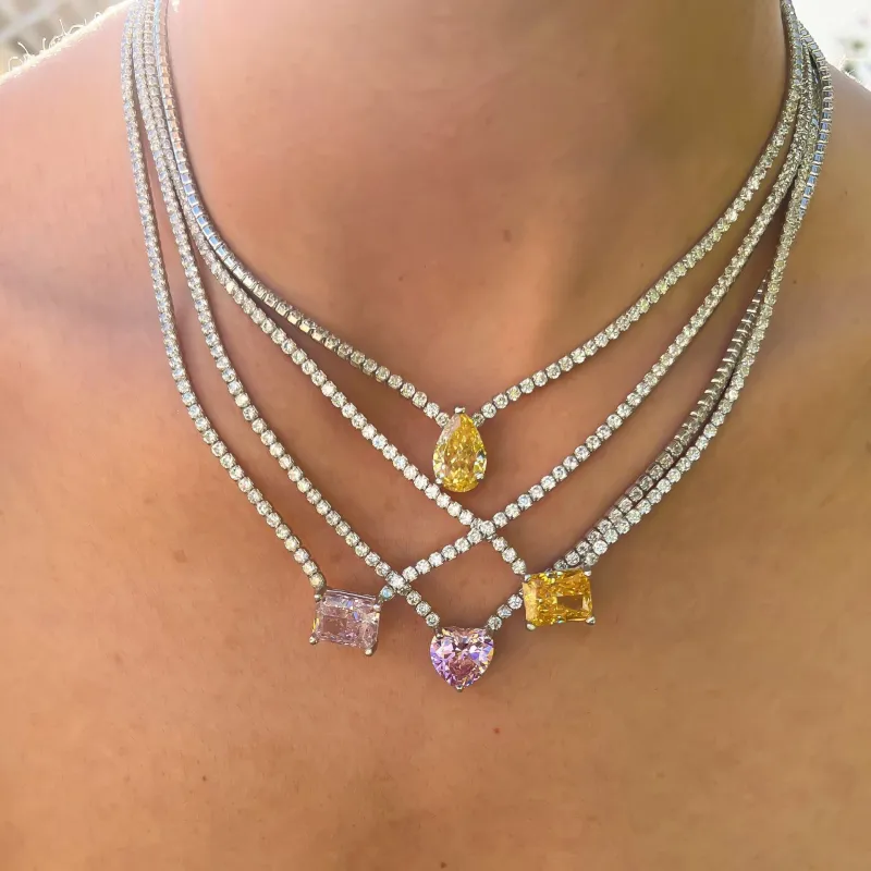 KING OF BLING Alloy With Zircon Necklaces Women's Silver-5