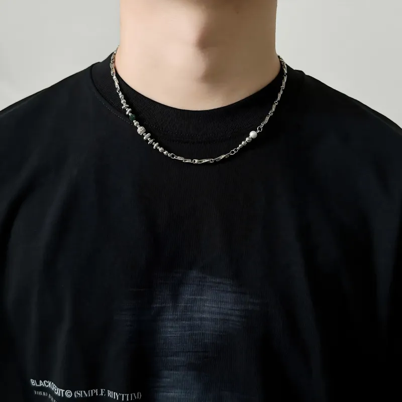 KING OF BLING Titanium Steel, Faux Pearl Necklaces Unisex-4