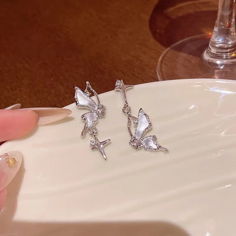 KING OF BLING Alloy 925 Sterling Silver Pin With Zircon Stud Earrings Women's Good Luck-4