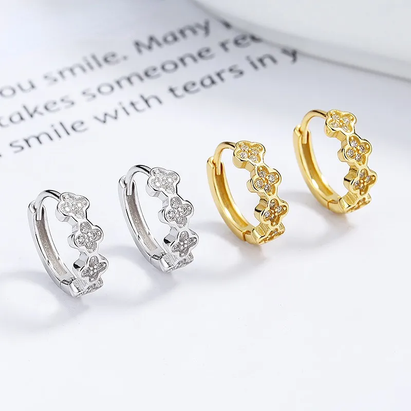 KING OF BLING 925 Sterling Silver With Zircon Stud Earrings Women's-2