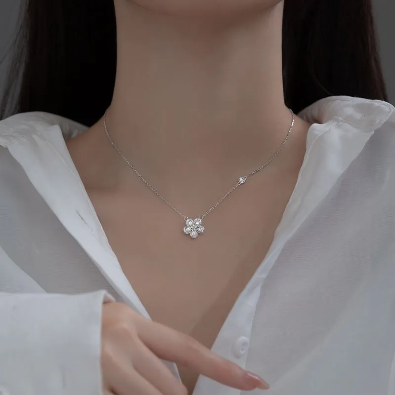KING OF BLING 925 Sterling Silver With Zircon Necklaces Women's Good Luck-5