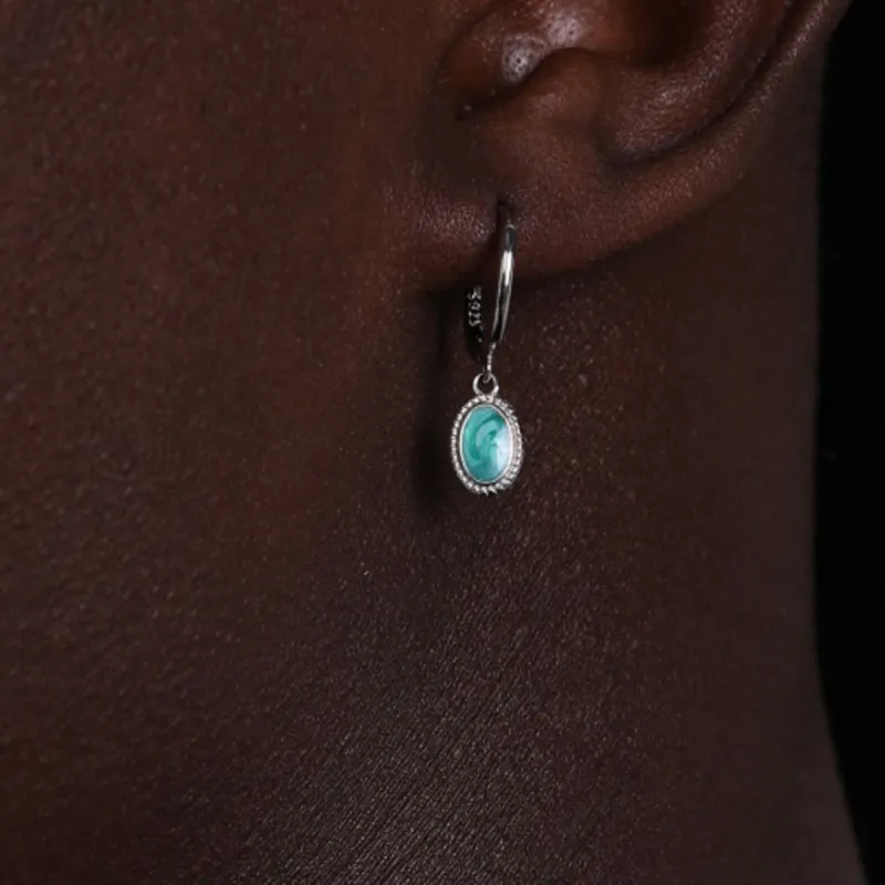 KING OF BLING 925 Sterling Silver, Enamel Earrings Unisex-4