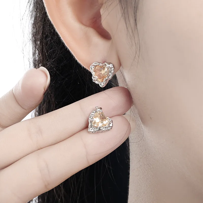 KING OF BLING Alloy With Zircon Stud Earrings Unisex Good Luck-7