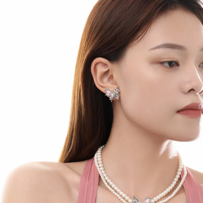 KING OF BLING Alloy Resin Zircon Stud Earrings Women's-5