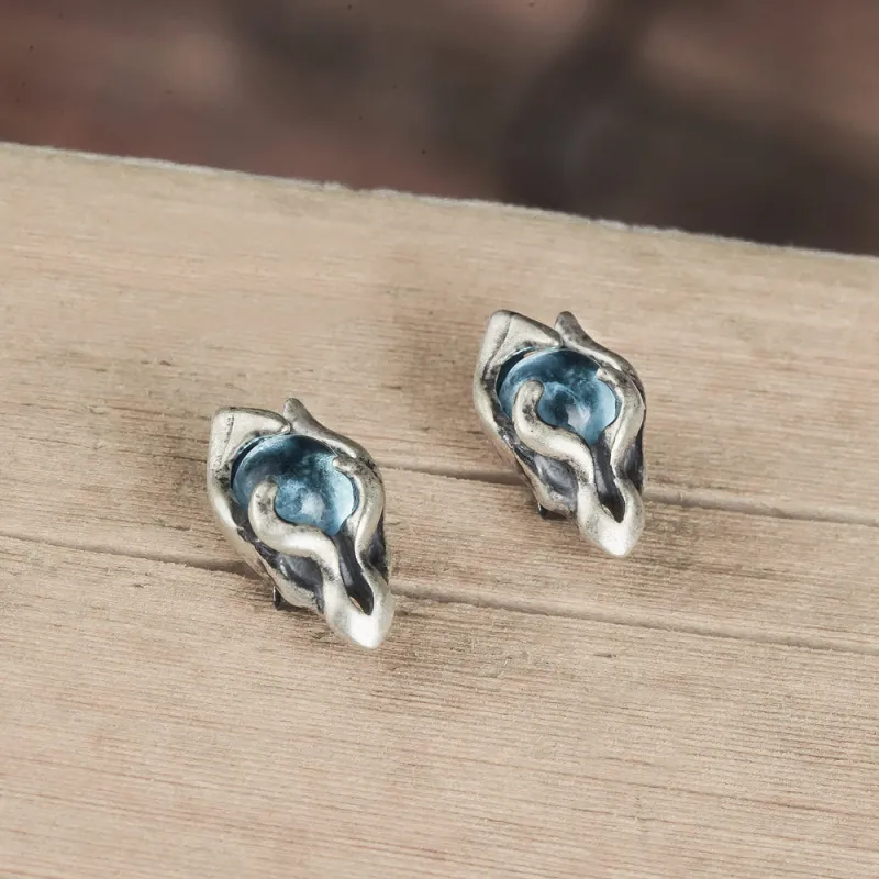 KING OF BLING 925 Silver Resin Stud Earrings Unisex-5