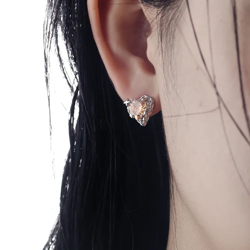 KING OF BLING Alloy With Zircon Stud Earrings Unisex Good Luck-5