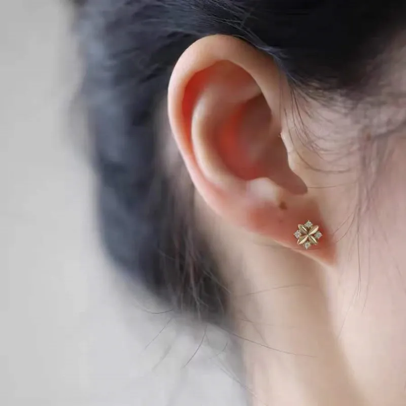 KING OF BLING 925 Sterling Silver With Zircon Stud Earrings Women's-1
