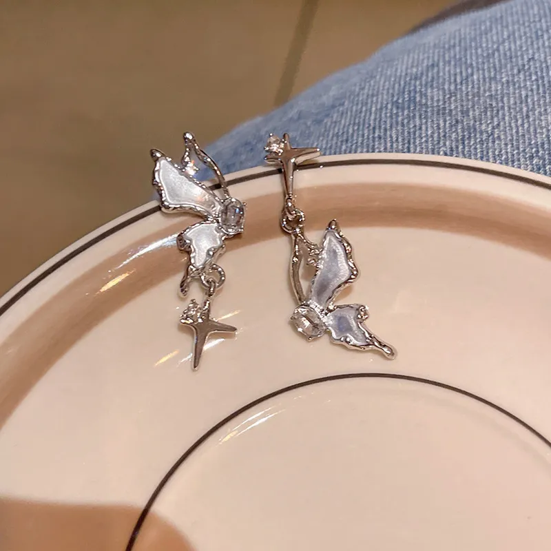 KING OF BLING Alloy 925 Sterling Silver Pin With Zircon Stud Earrings Women's Good Luck-6