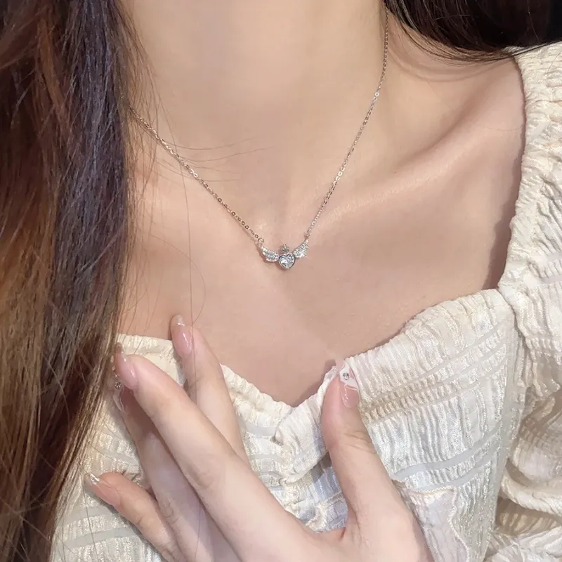 KING OF BLING 925 Sterling Silver With Zircon Necklaces Women's Sweet Peach Blossom, Good Luck-2