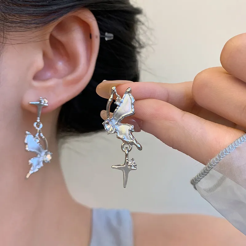 KING OF BLING Alloy 925 Sterling Silver Pin With Zircon Stud Earrings Women's Good Luck-1