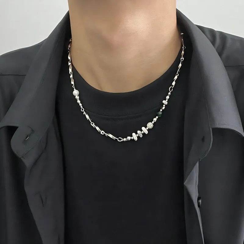 KING OF BLING Titanium Steel, Faux Pearl Necklaces Unisex-3