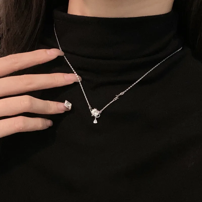 KING OF BLING 999 Fine Silver Zircon Necklaces Women's Year Of The Snake Good Luck-4