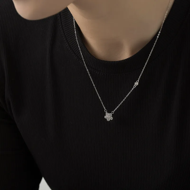 KING OF BLING 925 Sterling Silver With Zircon Necklaces Women's Good Luck-6