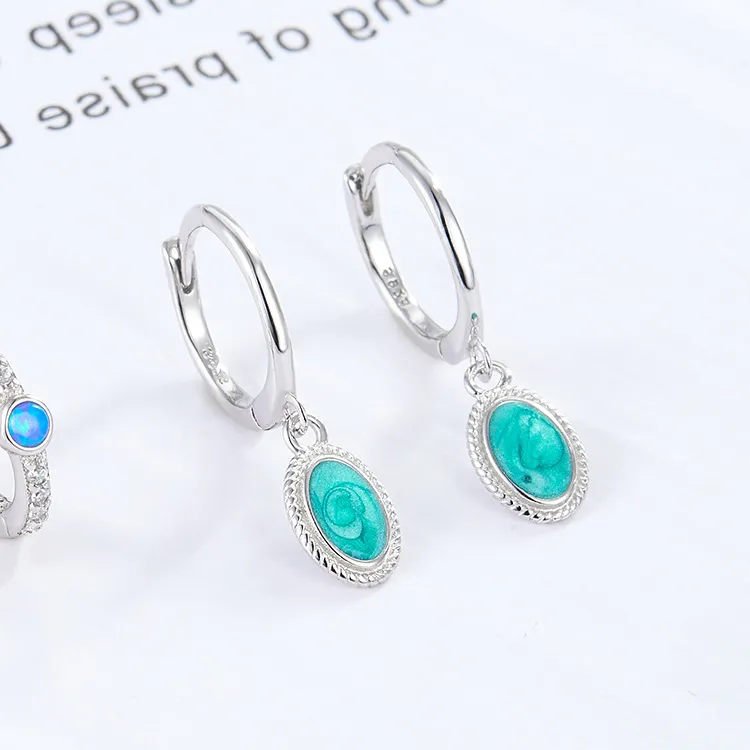 KING OF BLING 925 Sterling Silver, Enamel Earrings Unisex-1