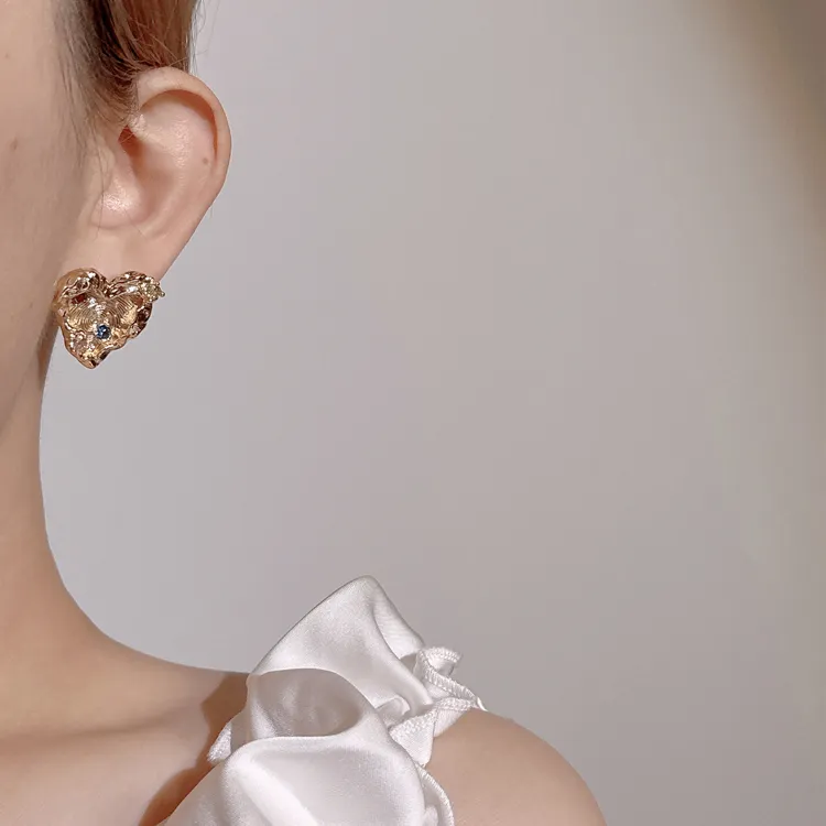 KING OF BLING 925 Sterling Silver Pin, Gold Plated, With Zircon Stud Earrings Unisex Good Luck, Accurate Peach Blossom-9