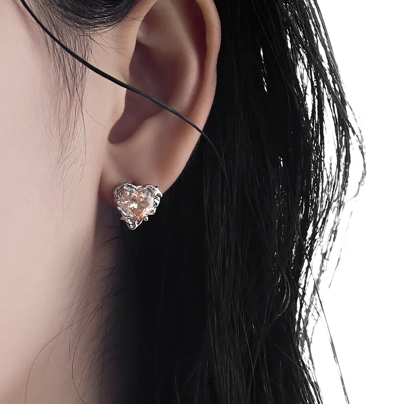 KING OF BLING Alloy With Zircon Stud Earrings Unisex Good Luck-6