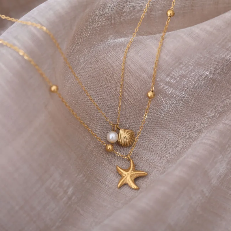 KING OF BLING Titanium Steel, Faux Pearl Necklaces Women's-2
