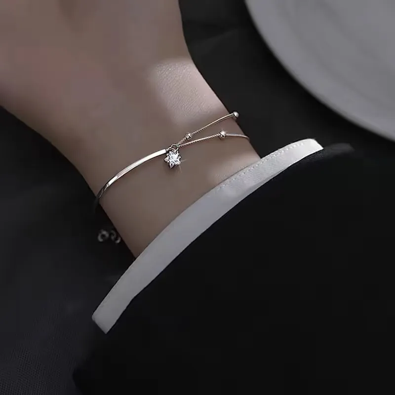 KING OF BLING 925 Sterling Silver With Zircon Bracelets Women's-3