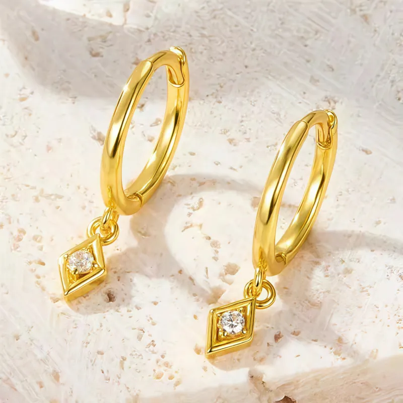 KING OF BLING 925 Sterling Silver With Zircon Earrings Unisex-9