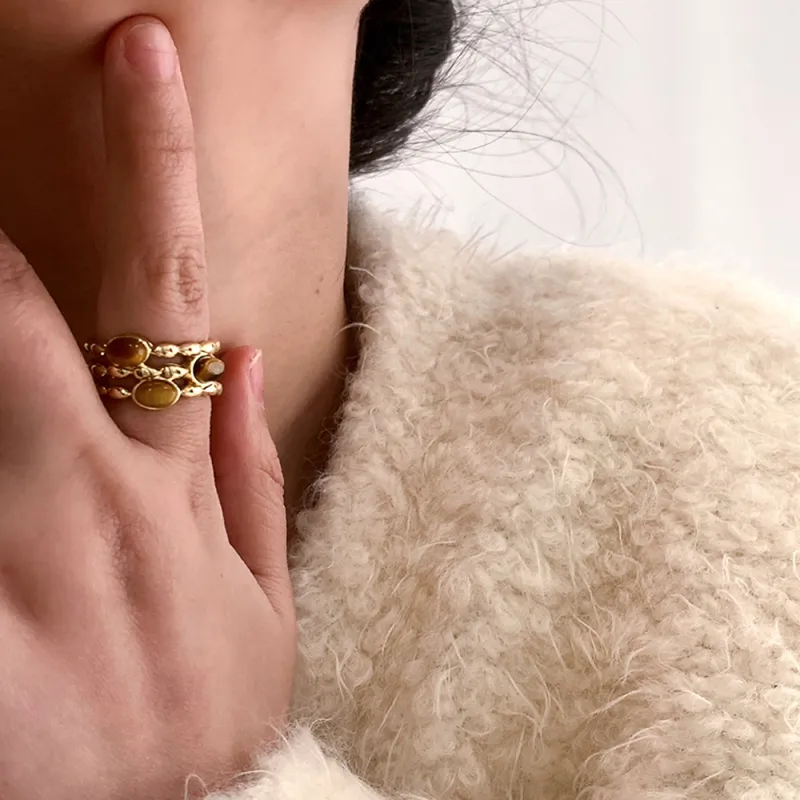 KING OF BLING Alloy, Tiger's Eye Stone Rings Unisex-1