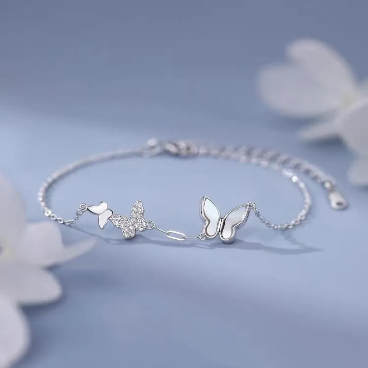 KING OF BLING 925 Silver, Mother Of Pearl, Cubic Zirconia Bracelets Women's Year Of The Snake Good Luck-1