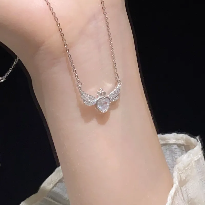 KING OF BLING 925 Sterling Silver With Zircon Necklaces Women's Sweet Peach Blossom, Good Luck-5